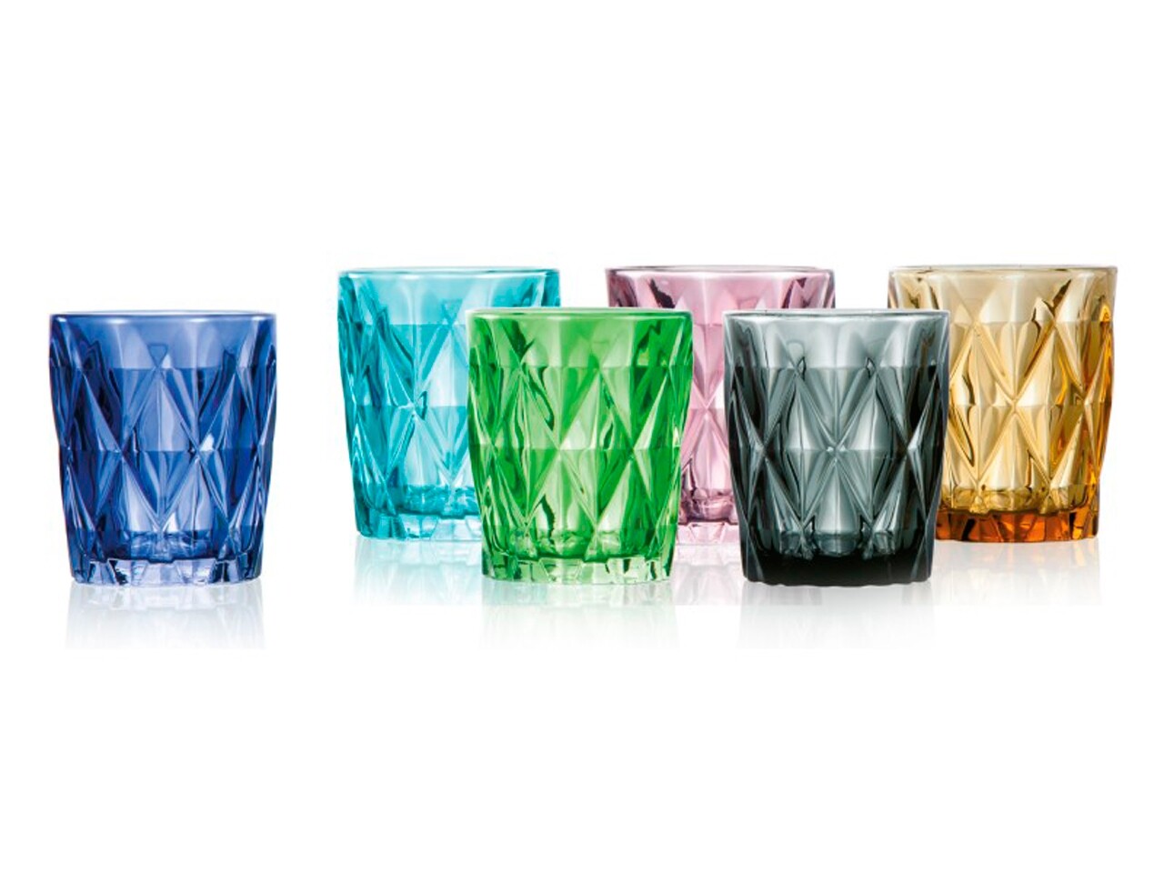 Set 6 pahare, Diamante, Brandani, 270 ml, sticla, multicolor - imagine 3